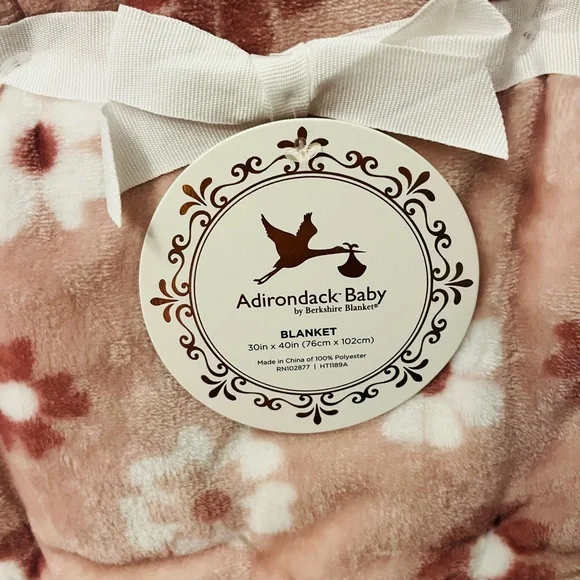 Adirondack Baby by Berkshire Baby Blanket Pinkish Brown White Floral Flowers - Picture 2 of 11